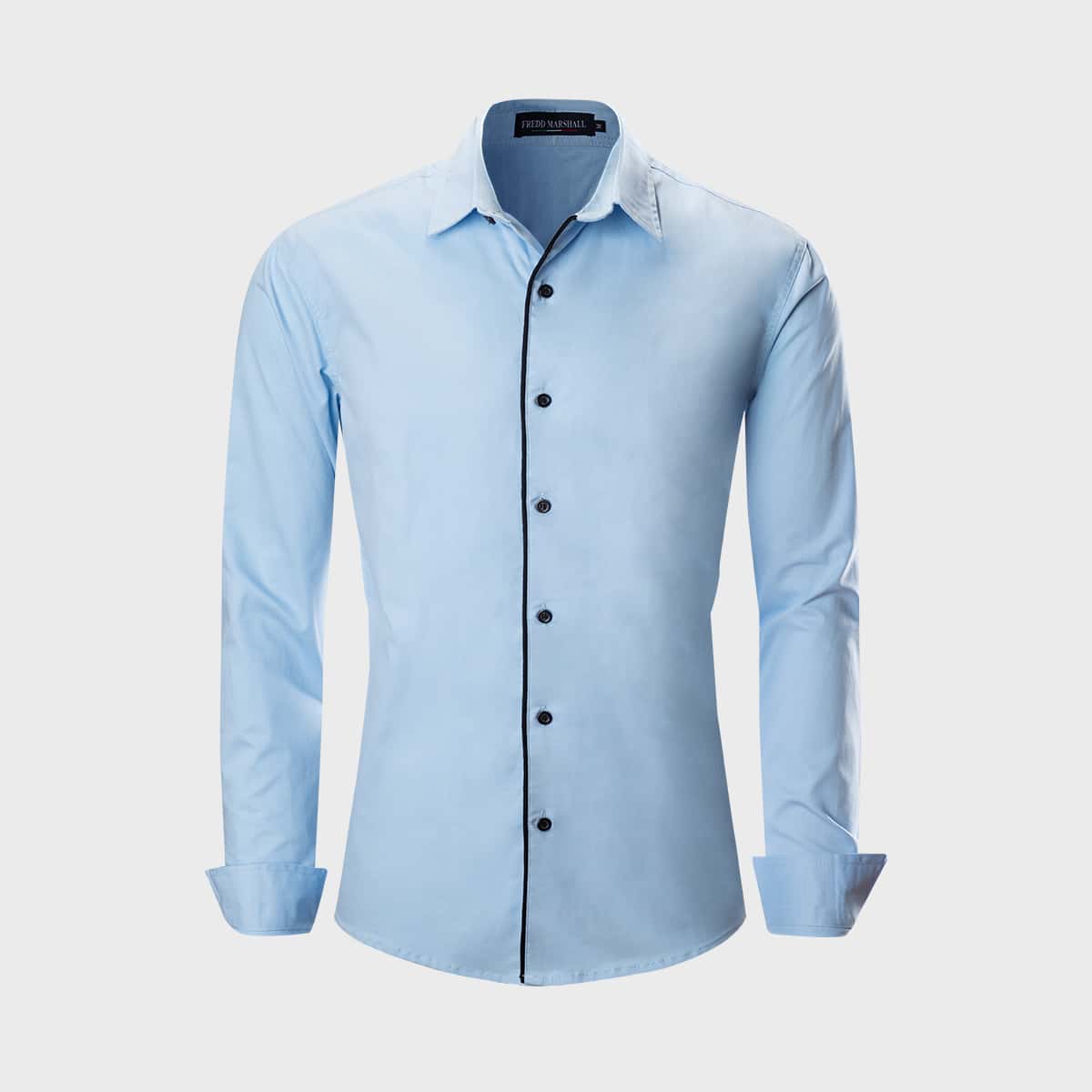 

Men Contrast Binding Button Up Shirt, Baby blue