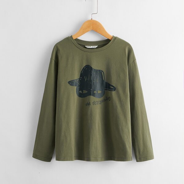 

Boys Letter and Graphic Print Top, Army green