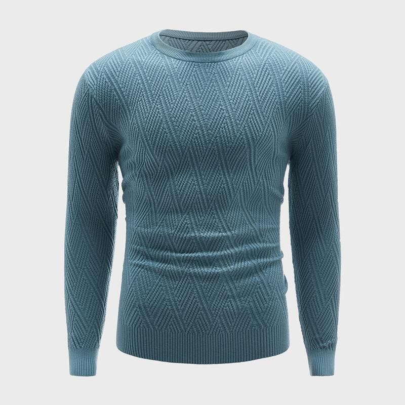 

Guys Textured Knit Crew Neck Sweater, Dusty blue