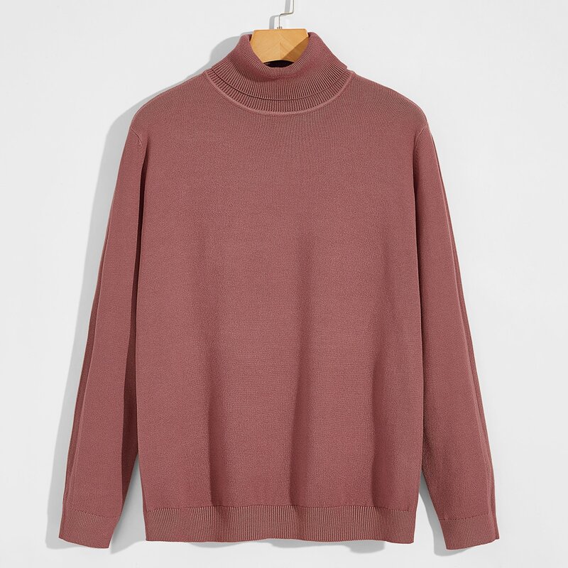 

Guys Solid Turtleneck Sweater, Dusty pink