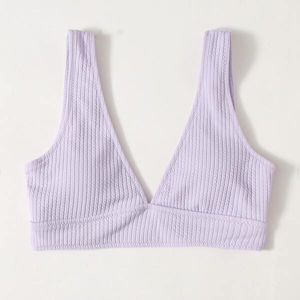 

Rib Bikini Top, Pastel lilac purple