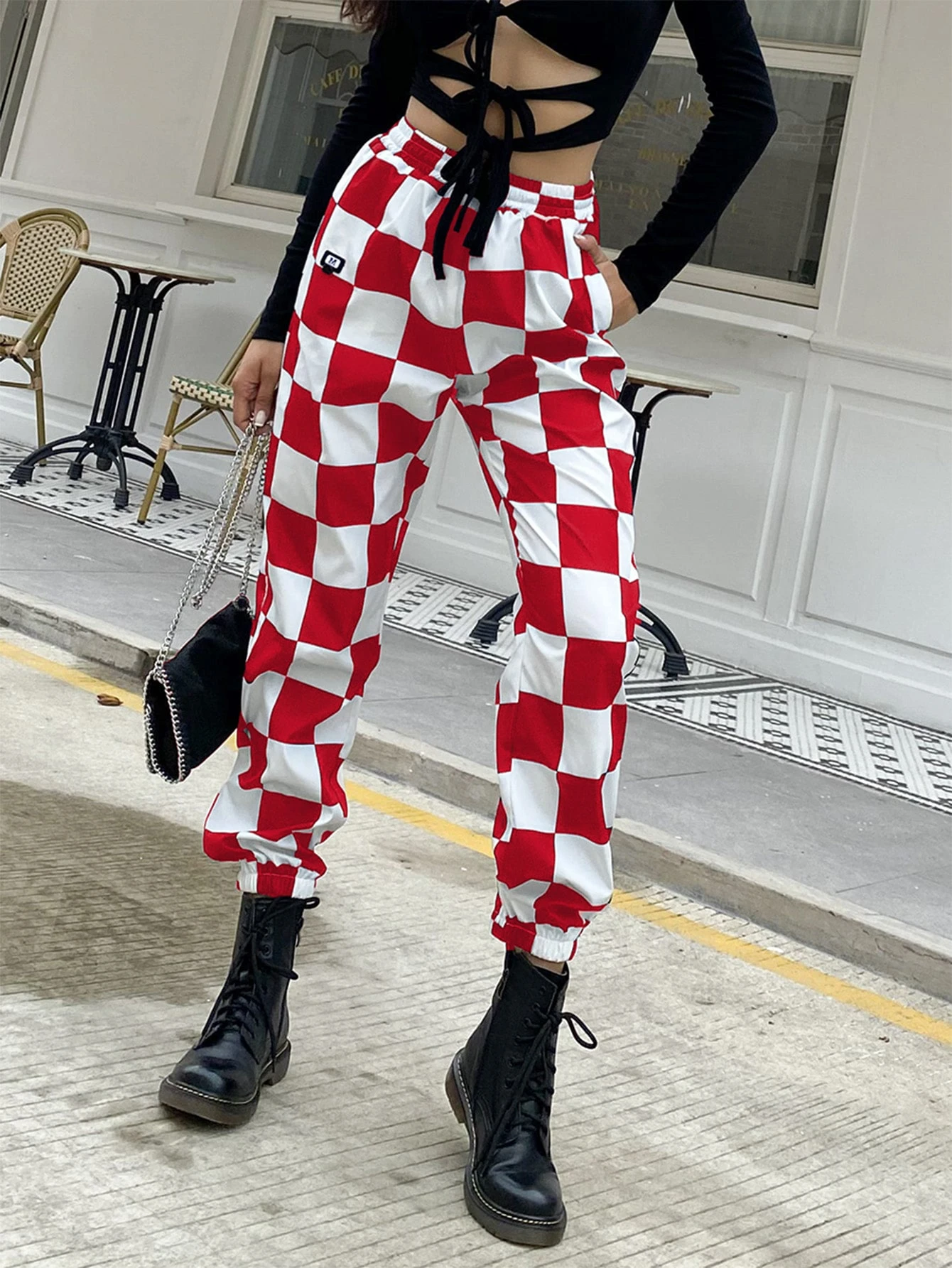 shein checkered trousers