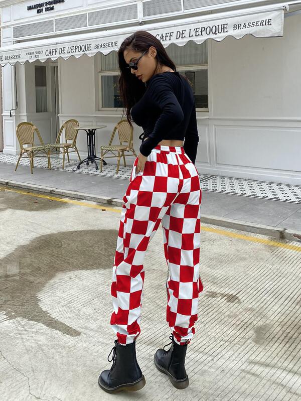 shein checkered trousers