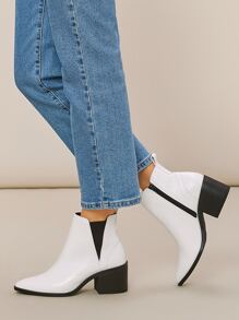 Giày ống màu trơn - trắng - Xem 2