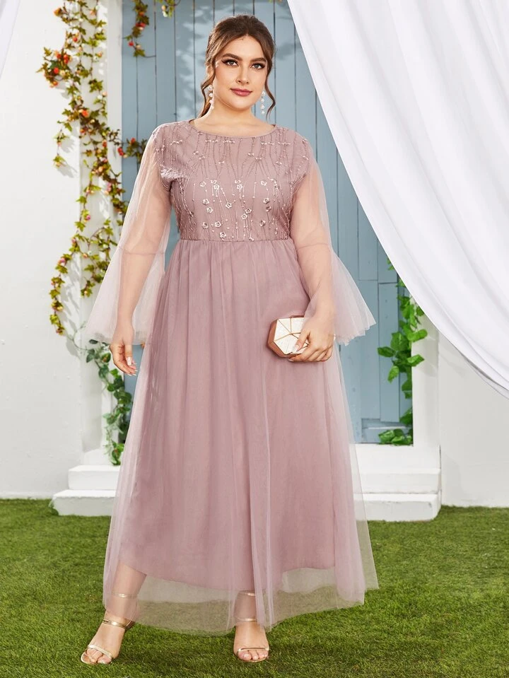 green emerald velvet dress Rose Pink Floral Embroidered Dress - Mini Dresses main image 0