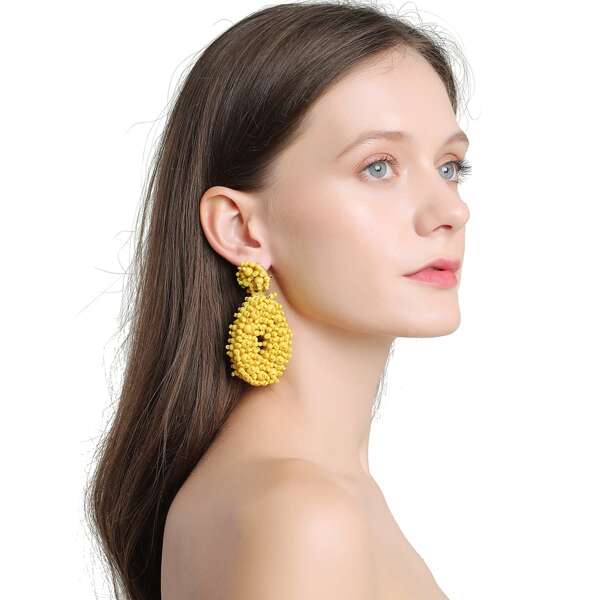 

Water Drop Design Stud Earrings, Yellow