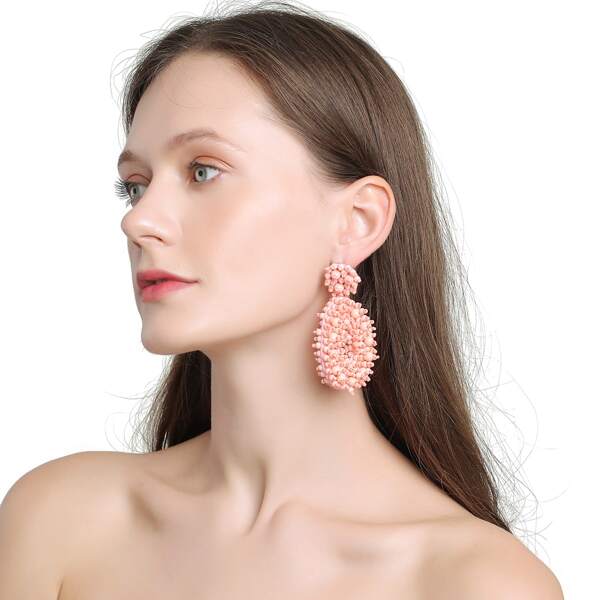 

Water Drop Design Stud Earrings, Pink