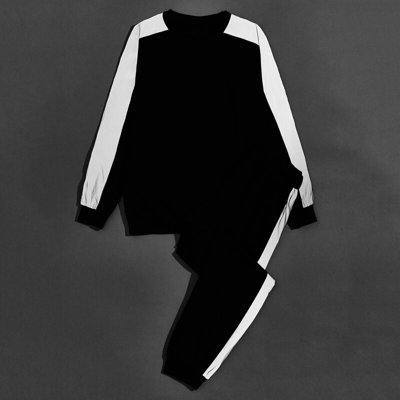 

Guys Reflective Tape Side Sweatshirt & Sweatpants, Black