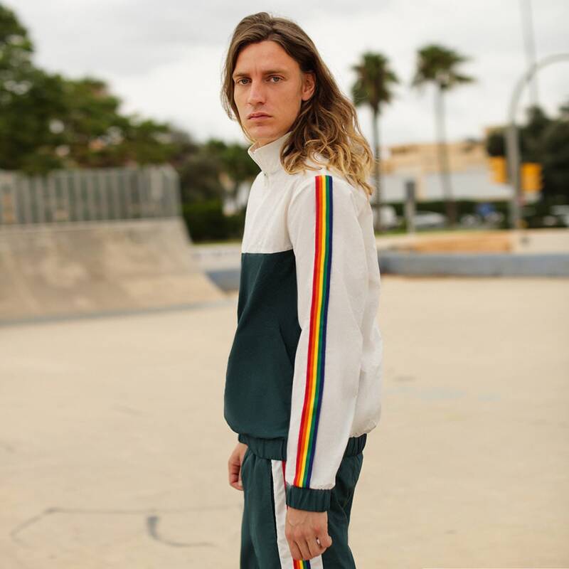 

Guys Rainbow Tape Two Tone Jacket & Pants Set, Multicolor