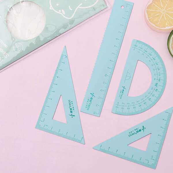 

4pcs Metal Ruler Set, Blue