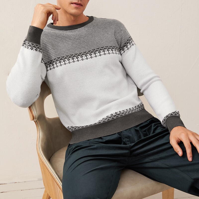

Guys Geo Pattern Crew Neck Sweater, Multicolor