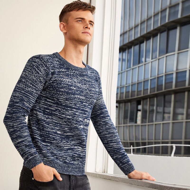 

Guys Space Dye Crew Neck Sweater, Navy blue