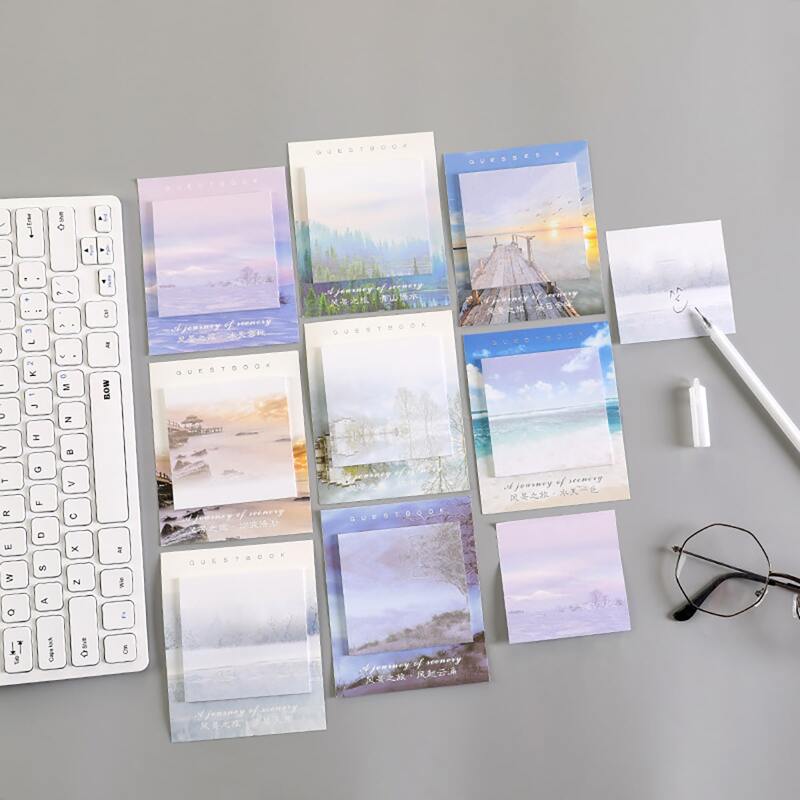 

4pcs Landscape Print Random Sticky Note, Multicolor