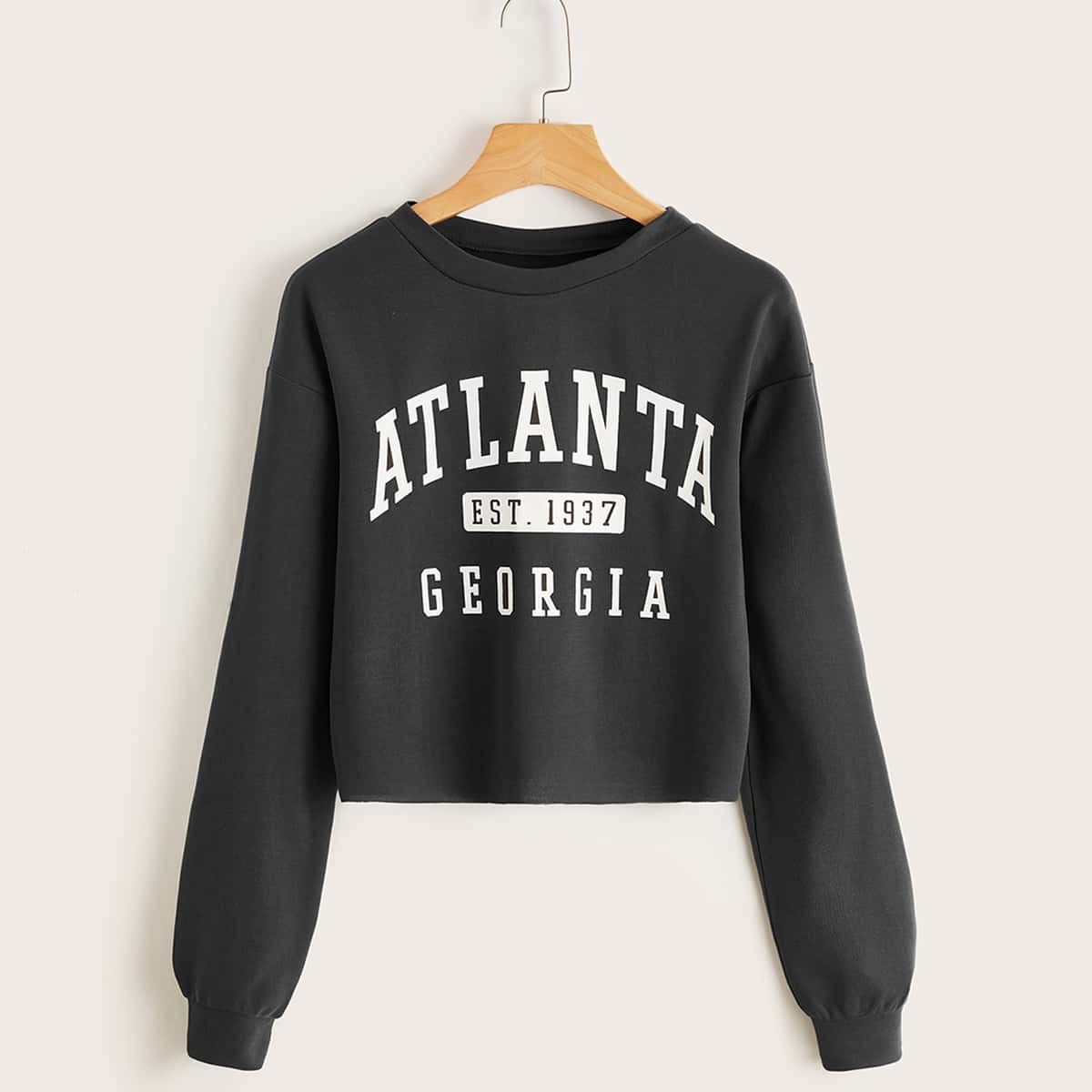 

Letter Crop Sweatshirt, Dark grey