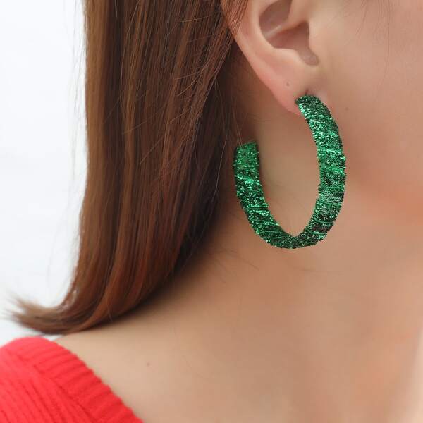 

Christmas Cuff Hoop Earrings, Green