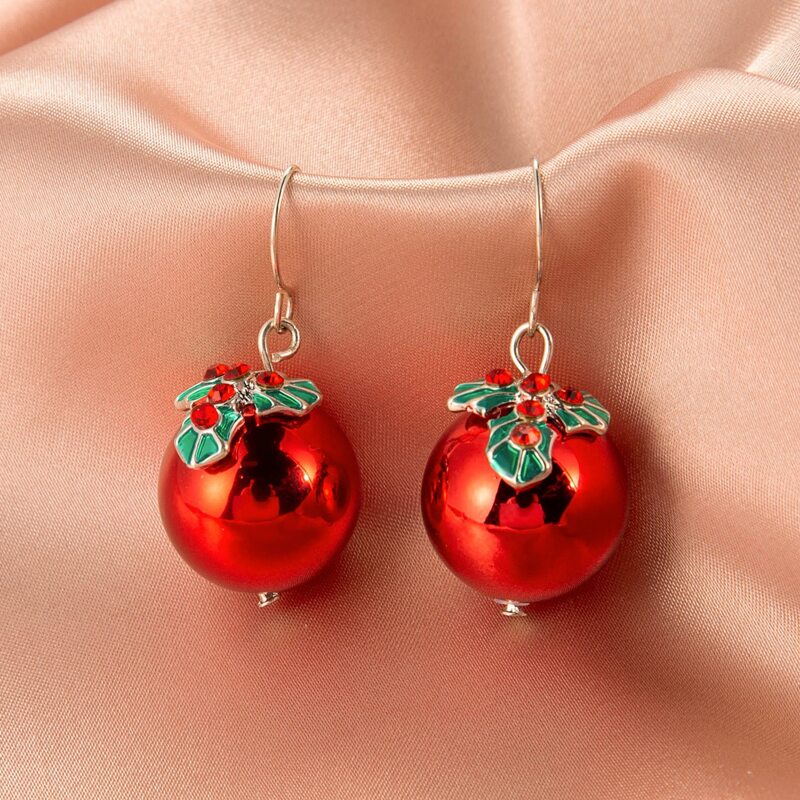 

Christmas Ball Charm Drop Earrings, Red