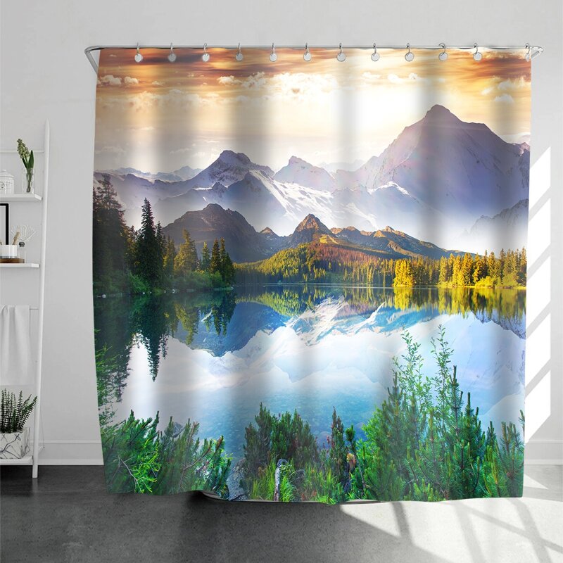 

Landscape Print Shower Curtain, Multicolor