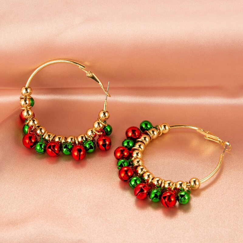 

Christmas Bell Decor Hoop Earrings, Multicolor