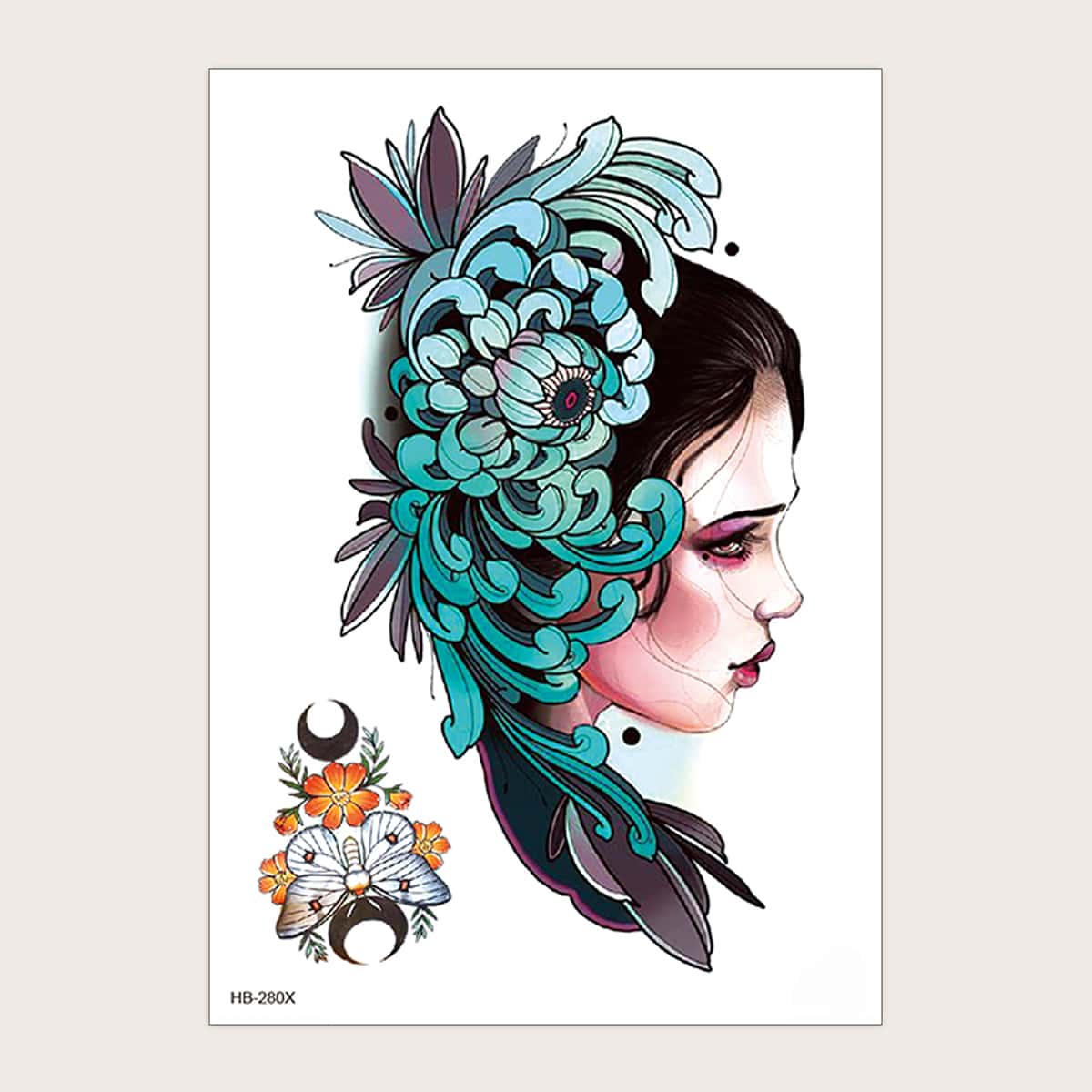 

1sheet Floral Girl Pattern Tattoo Sticker, Multicolor
