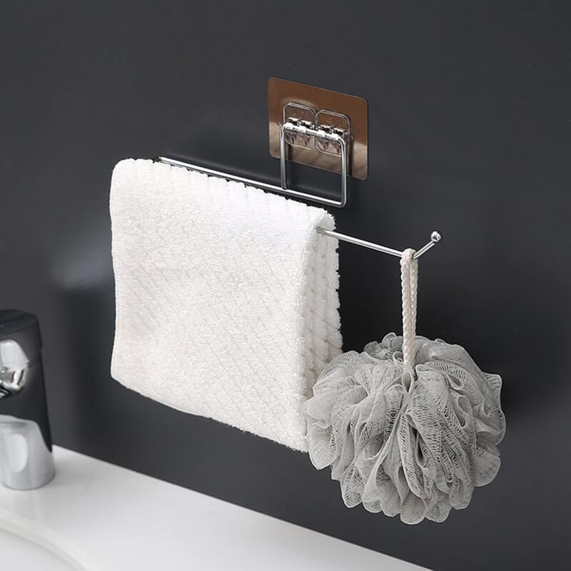 

1pc Bathroom Wall-mounted Functional Rack, Gold