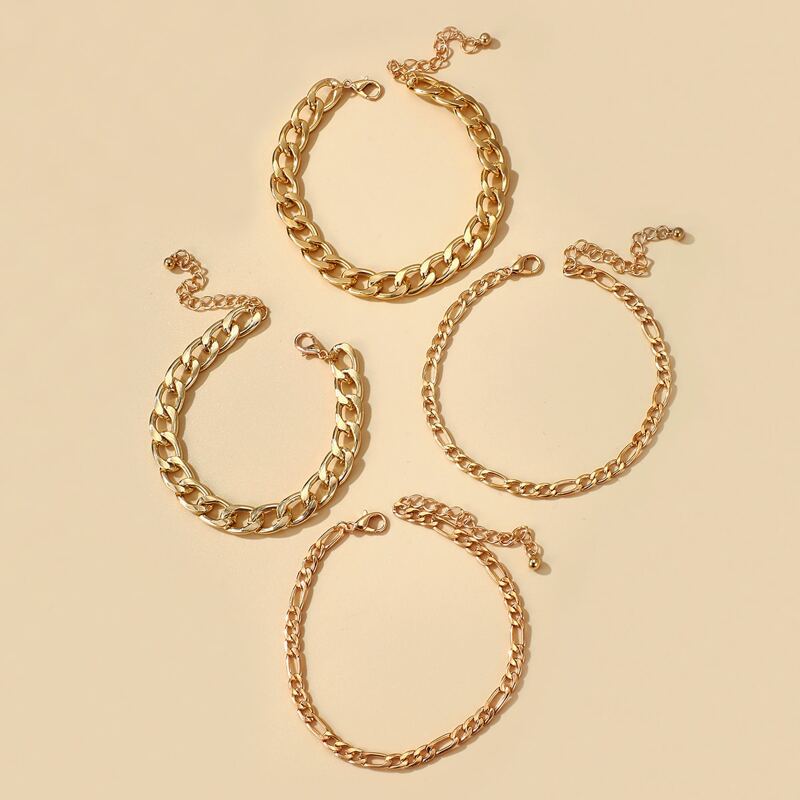 

4pcs Chain Bracelet, Gold