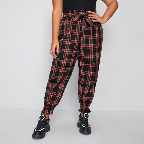 

с бантом шотландка Институтский Брюки размер плюс, Многоцветный