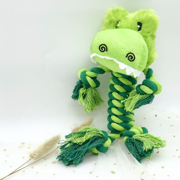 

1pc Dog Cartoon Braided Rope Toy, Green