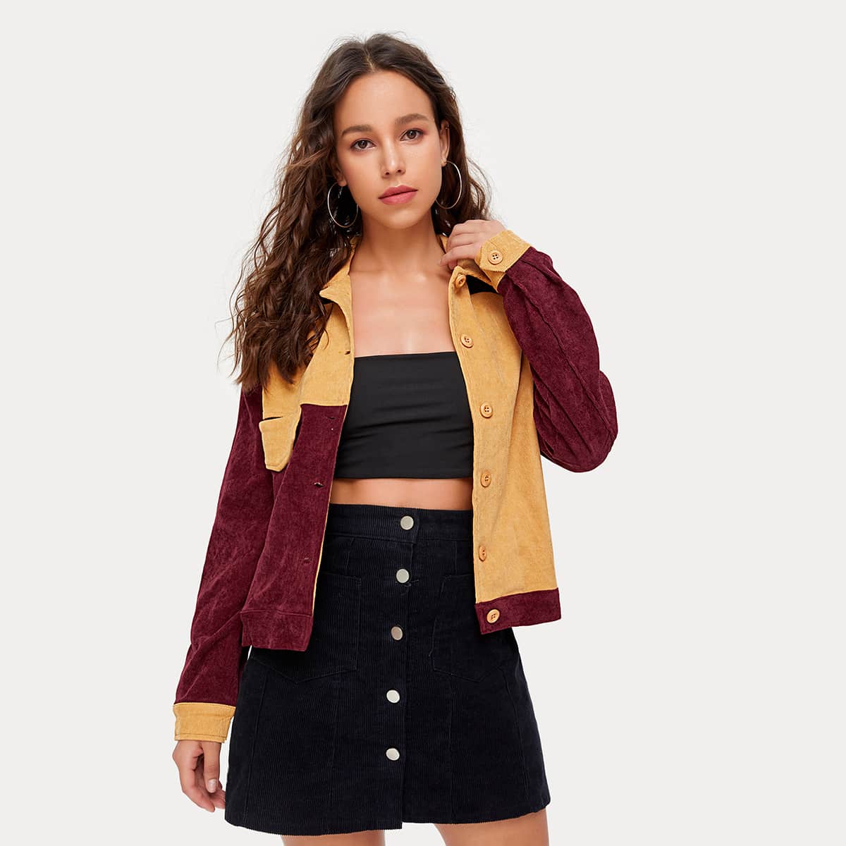 

Corduroy Colorblock Jacket, Multicolor
