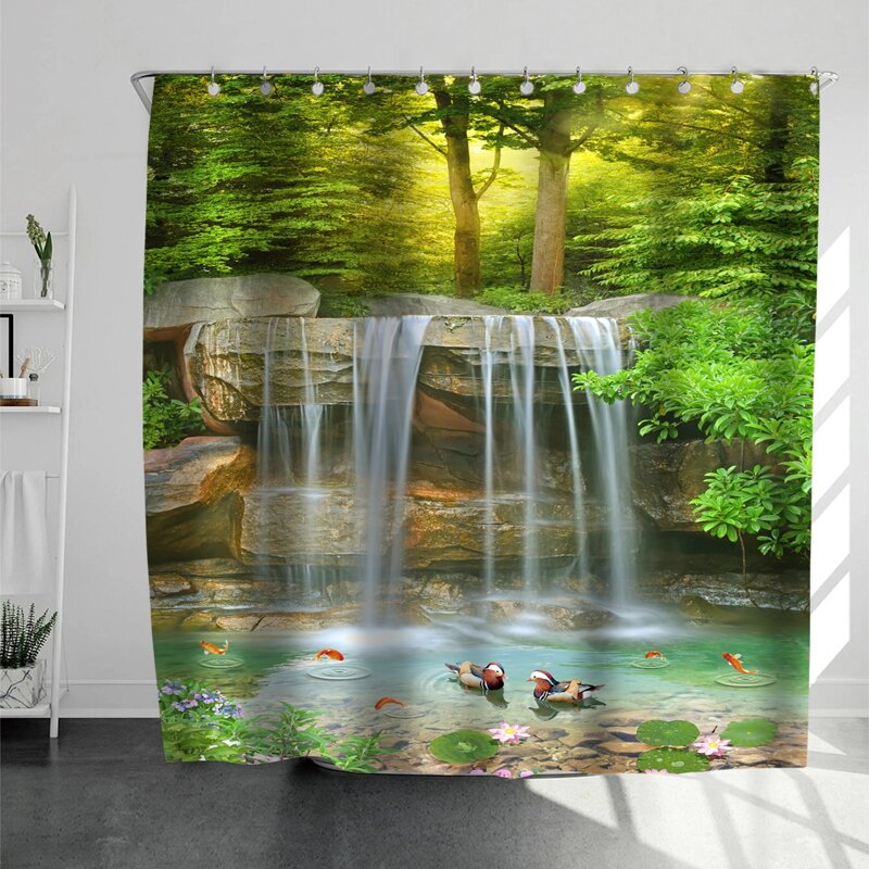 

Landscape Print Shower Curtain, Multicolor
