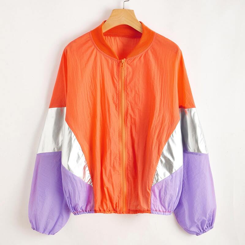 

Reflective Oversized Windbreaker Jacket, Multicolor