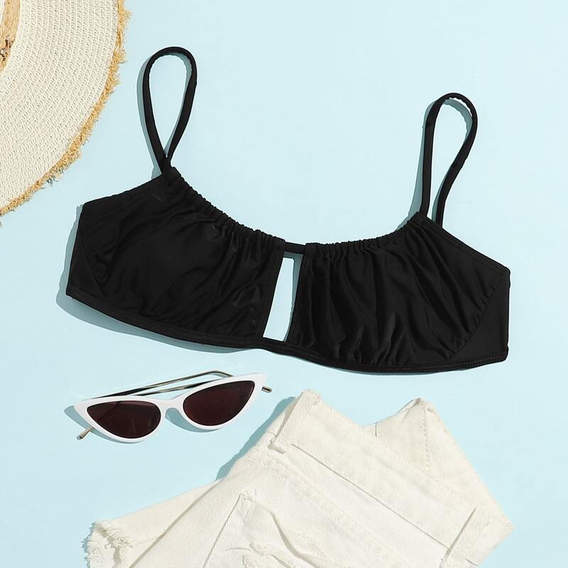 

Ruched Bust Bikini Top, Black