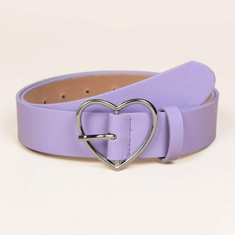 

Heart Design Buckle Belt, Purple
