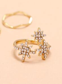 3pcs/Set Elegant Minimalist Star Design Ring Set - Yellow Gold - View 3