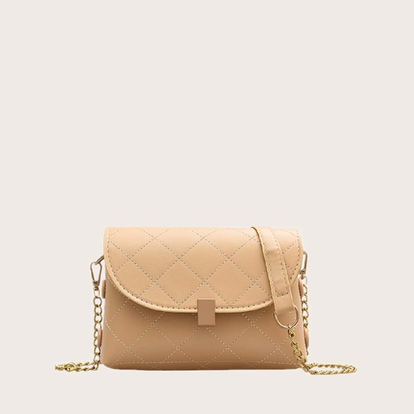 

Quilted Chain Crossbody Bag, Khaki