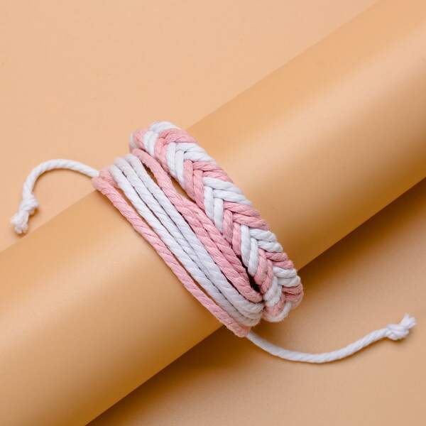 

Two Tone Braided Bracelet, Pink
