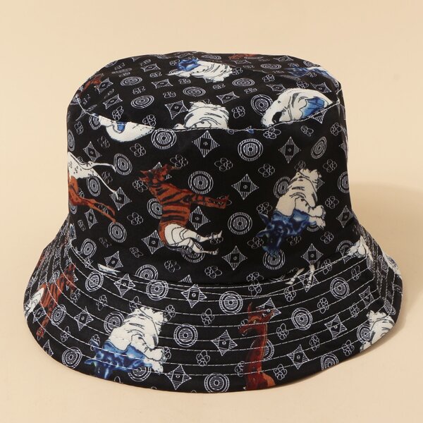 

Animal Pattern Bucket Hat, Black