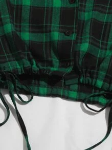 Muchica Áo sơ mi Kẻ sọc Xù Dây rút Mùa vụ - Nhiều màu - Xem 4