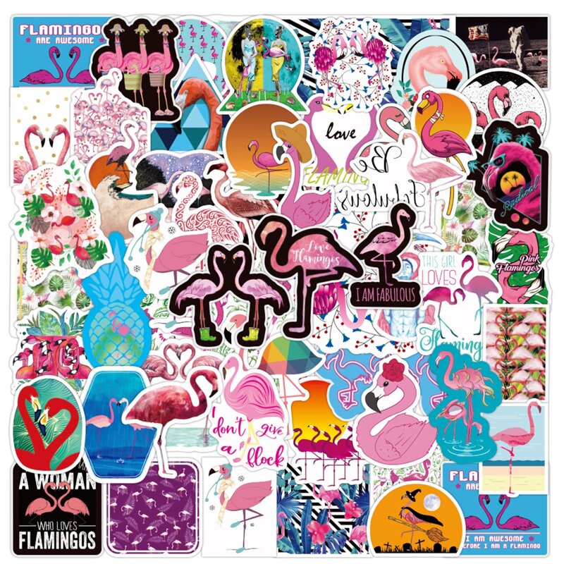 

50pcs Flamingo Print Sticker, Multicolor