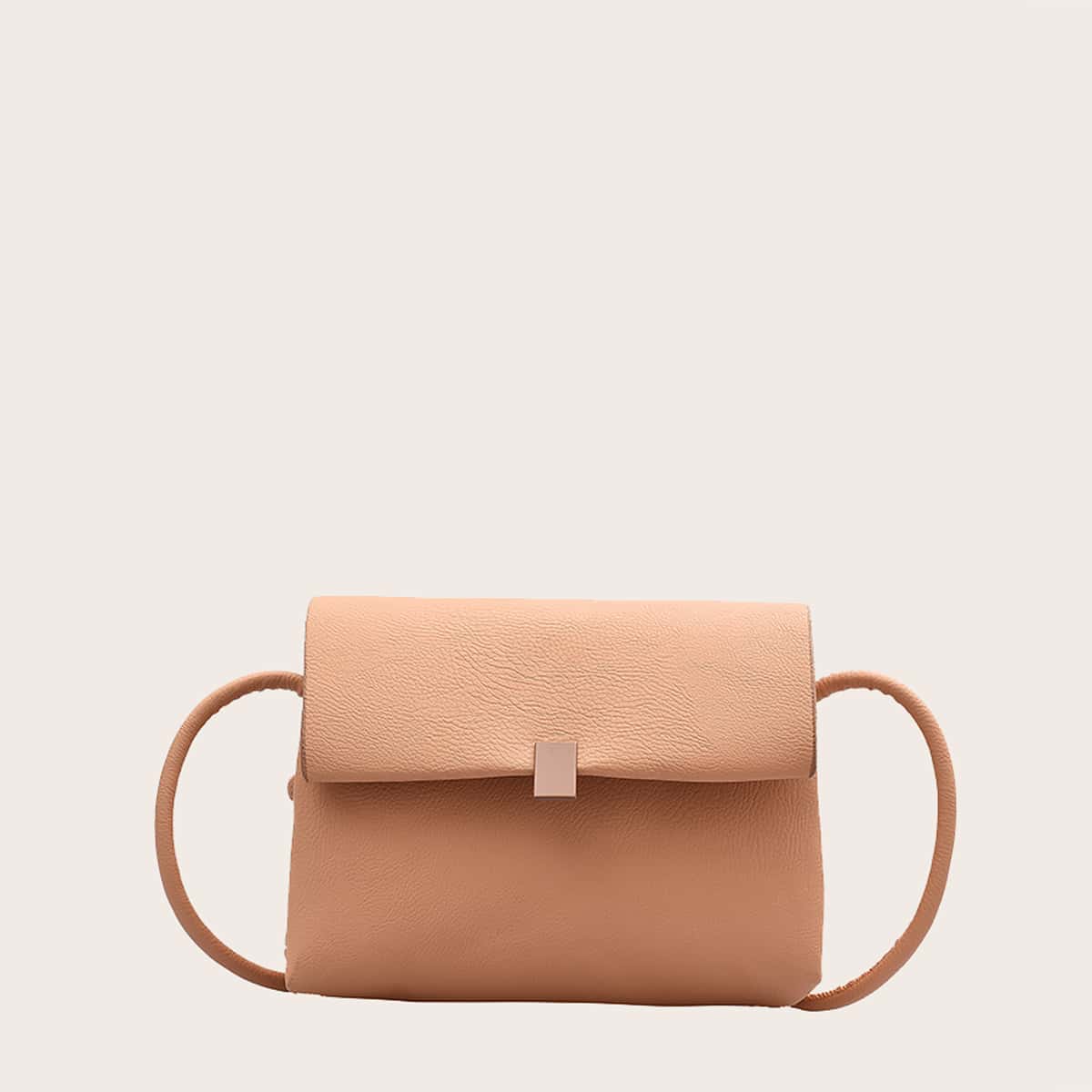 

Solid Flap Crossbody Bag, Pastel coral orange
