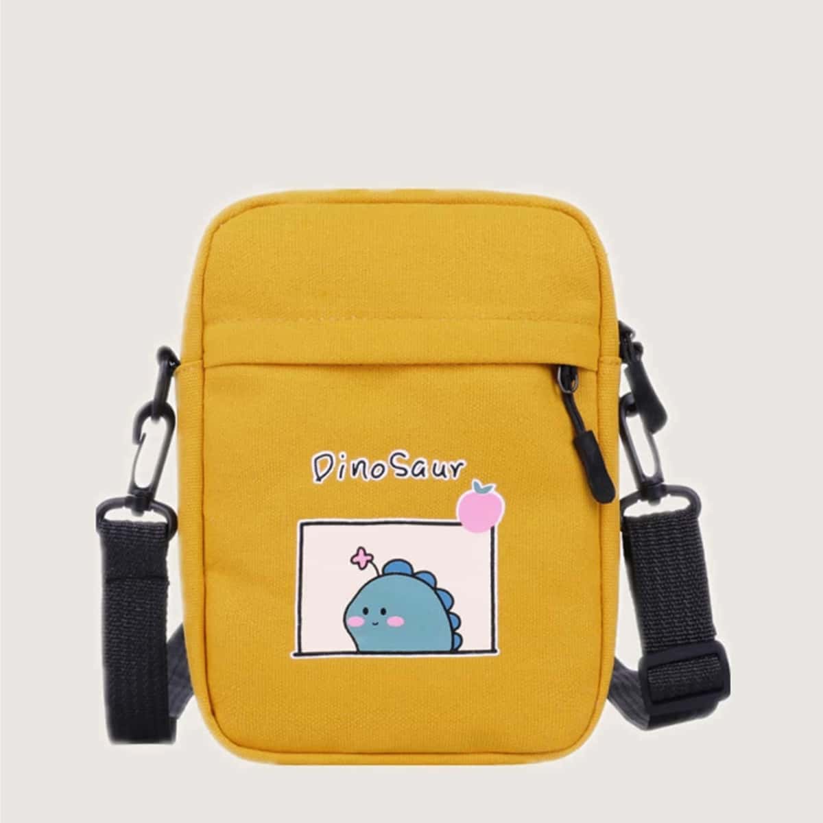 

Cartoon Dinosaur Crossbody Bag, Mustard yellow