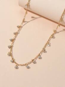 Rhinestone Charm Necklace - Yellow Gold - View 5