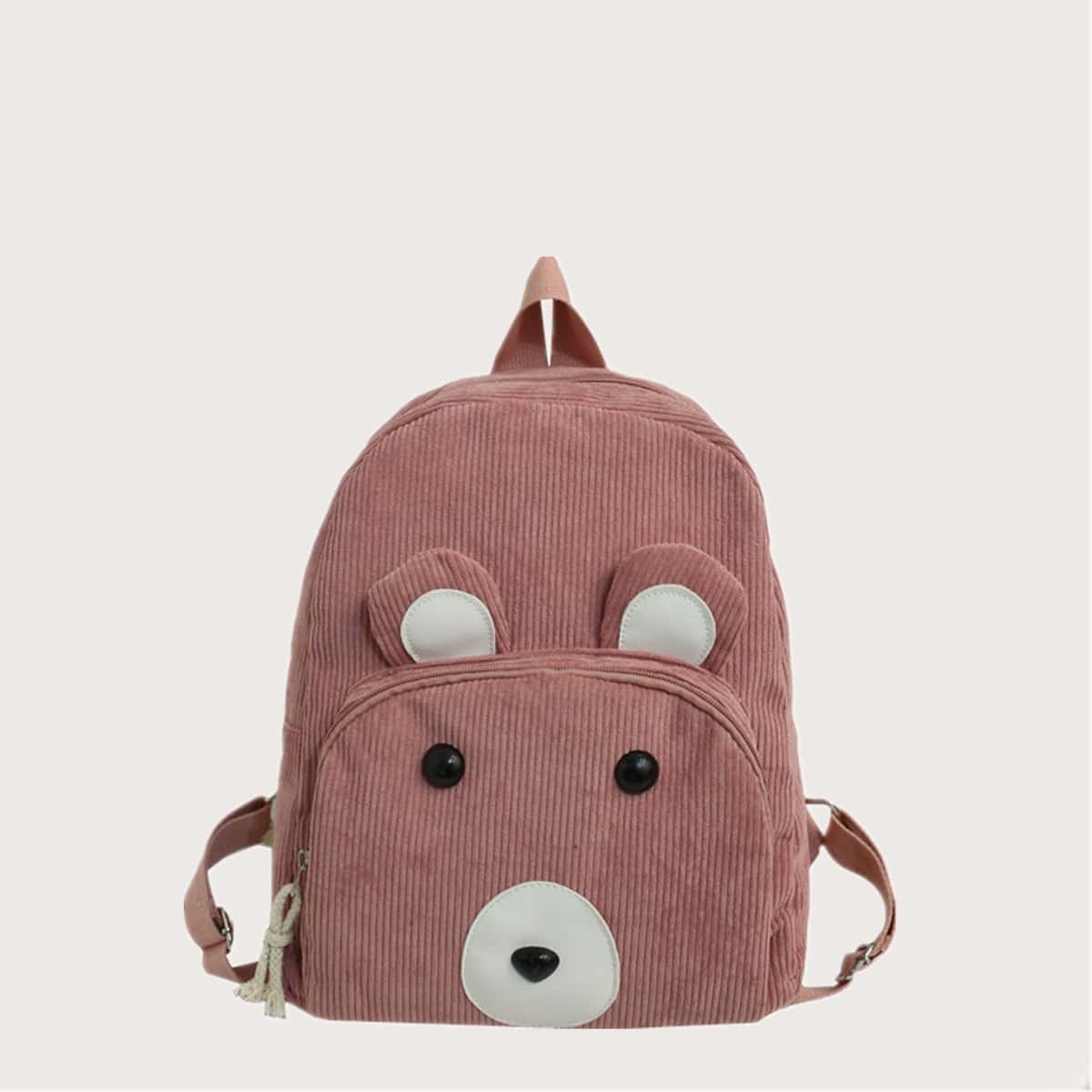 

Cartoon Corduroy Backpack, Pastel dusty pink
