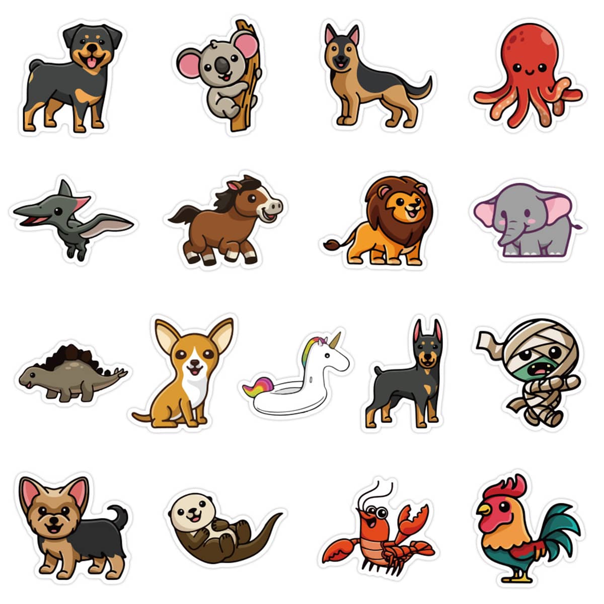 

50pcs Cartoon Animal Sticker, Multicolor