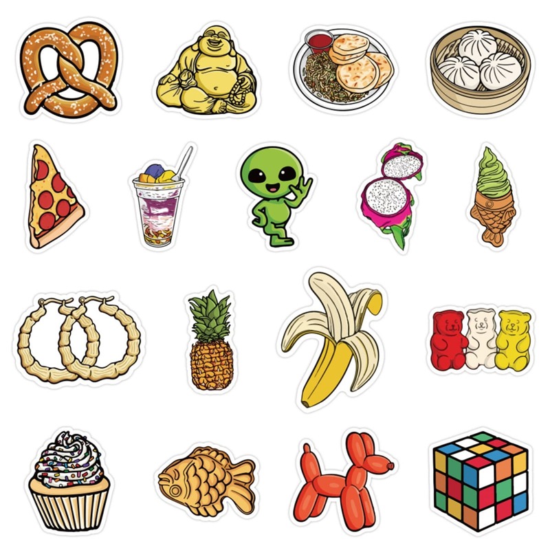 

50pcs Figure & Food Print Sticker, Multicolor