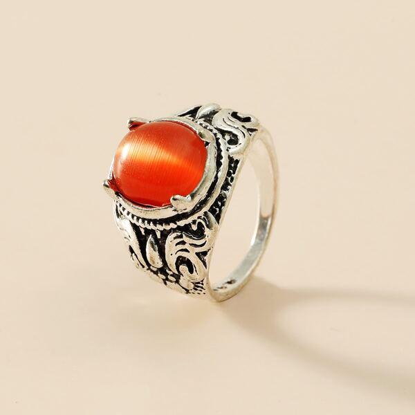 

Stone Decor Ring, Red