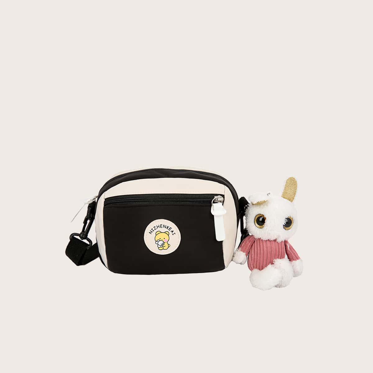 

Colorblock Crossbody Bag, Black and white