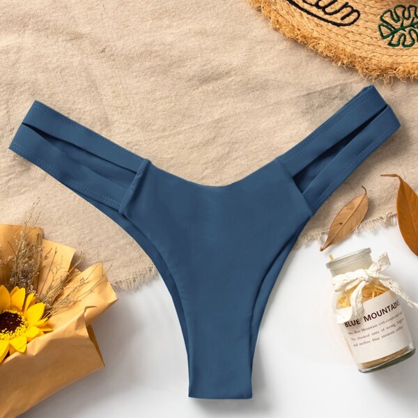 

Cut-out High Leg Bikini Panty, Dusty blue