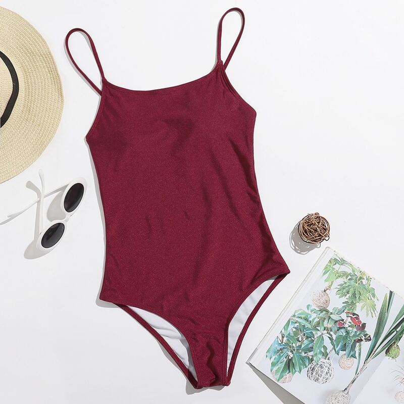 

Glitter Cami One Piece Swimsuit, Maroon