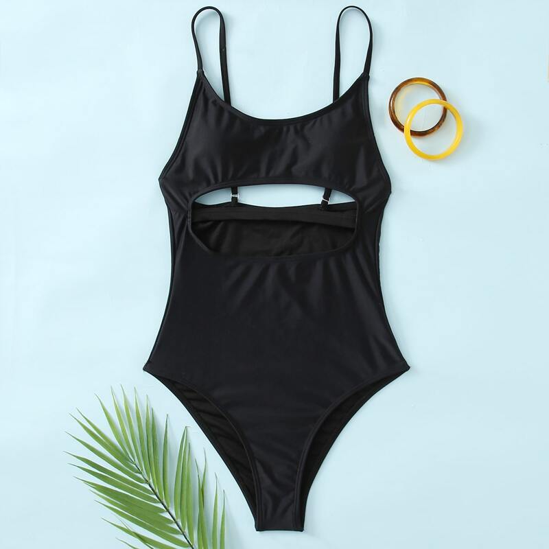 

Cut Out Cami One Piece Swimsuit, Black