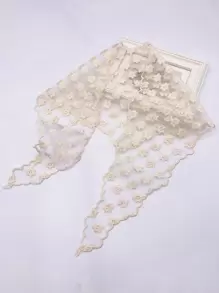 Pañuelo con bordado de flor - Albaricoque - Ver 1